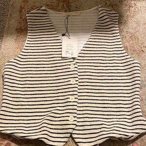Striped Sleeveless Button Down Top